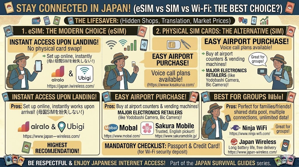 Getting Connected in Japan: eSIM vs. SIM Cards vs. Pocket Wi-Fi for Tourists